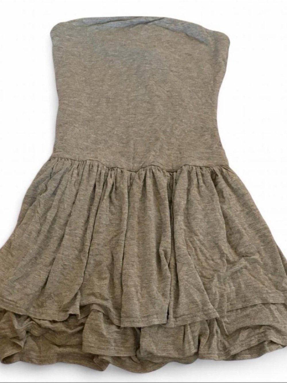 Girls Strapless Tiered Knit Dress - Gray